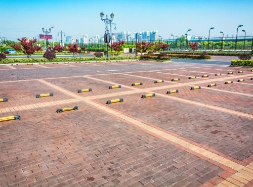 Empty Parking Lot ,Parking lane outdoor in public park